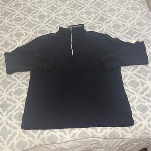 St Johns Bay Mens Quarter Zip‎ Pullover Sweatshirt Black Cotton Blend L